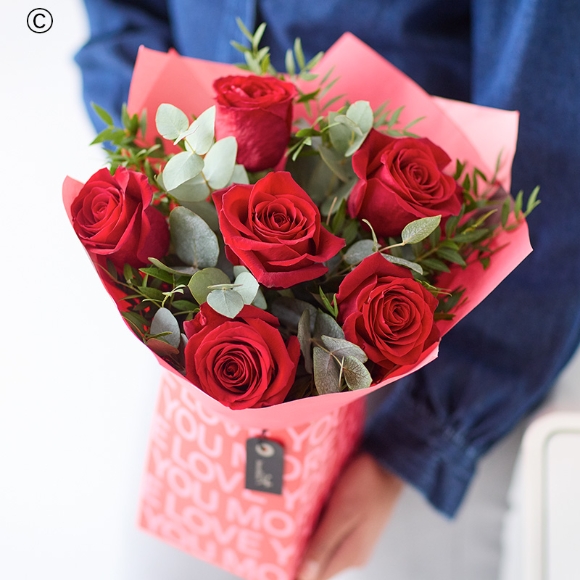 Valentines 6 Red Rose Gift Box