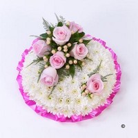 Pink and White Posy With Ribbon