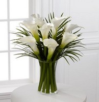 White Calla Lily and Palm Vase