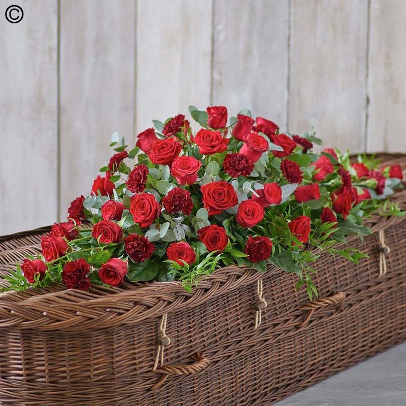 Rose and Carnation Casket Spray Red