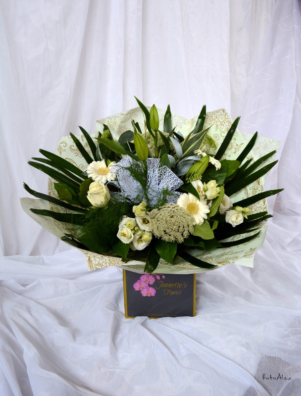 Neutral whites creams greens bouquet