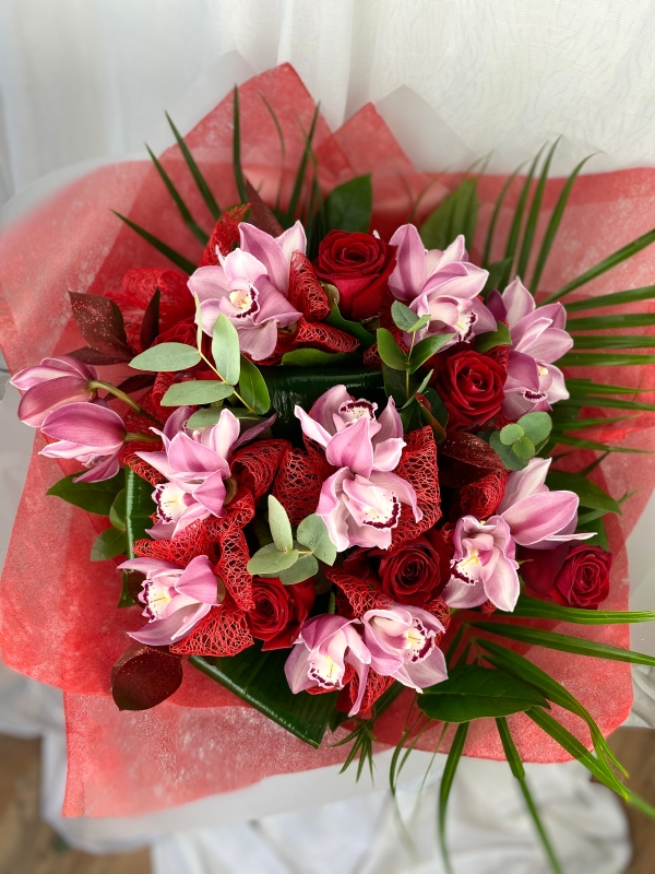 Luxury Red Rose & Orchid Bouquet