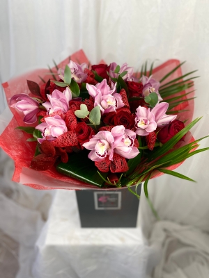 Luxury Red Rose & Orchid Bouquet