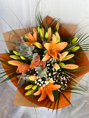 Orange Crush lily bouquet