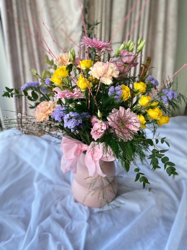 Pastel pink and lemon Vase