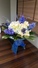 Hydrangea and scented Hyacinth signature vase