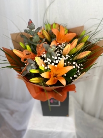 Orange Crush lily bouquet