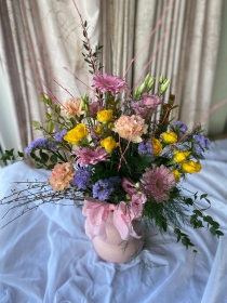 Pastel pink and lemon Vase