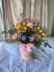 Pastel pink and lemon Vase